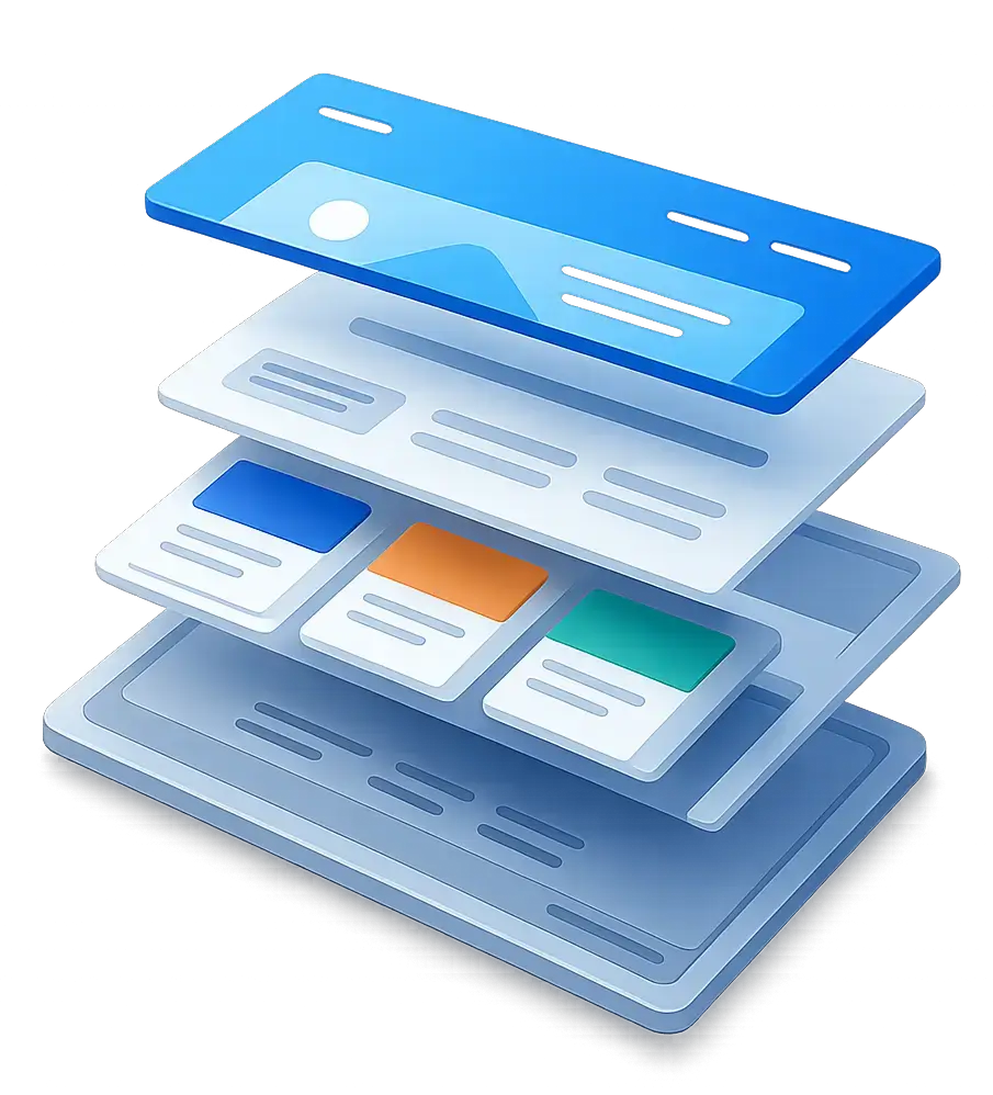 Exploded view of website